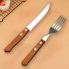 Wooden Handle Stainless Steel Dinnerware Set Portable Retro Knife Fork Spoon Cutlery Kitchen Tableware Steak Knife And Fork