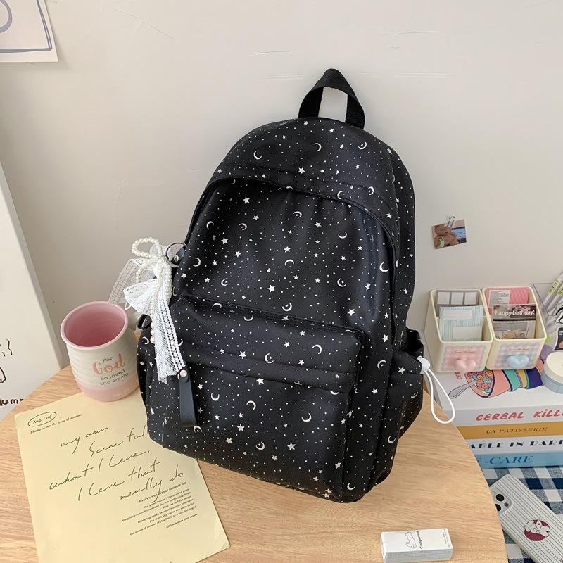School Bag New School Bag, Stylish Korean Style INS Girly Casual Travel Lightweight Backpack, Starry Sky Student Backpack
