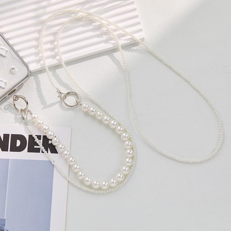 Universal Phone Lanyard Long Crossbody Necklace Chain Pearl Phone Straps Anti-Lost Hanging Rope For Phone Case Keychain Pendant