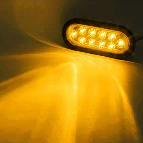 2 Lâmpadas LED Âmbar 15cm Ovais para Trailer 10 Luzes Freio Seta Lanterna Traseira Caminhão Selado com Plugue de Borracha