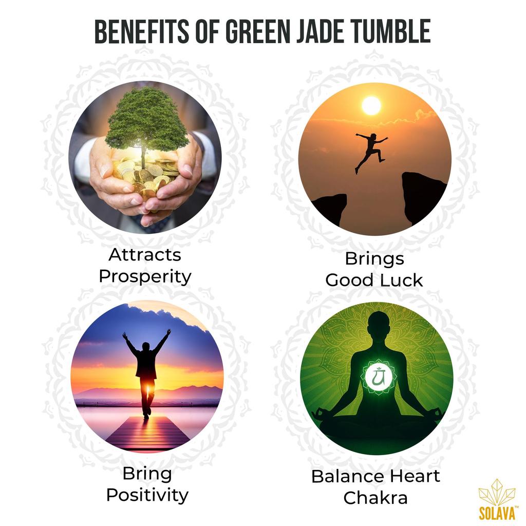 Original Green Jade Tumble - Natural Green Stone Healing Crystal Tumble for Prosperity, Positivity, Money, Wealth, Good Luck, Improves Blood Circ