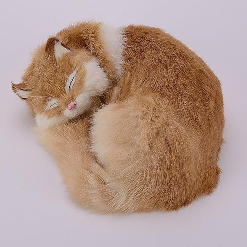 Qingyun LEE Realistic Lying Cat Plush Toy, Lifelike Cat Figurine, Room Decor, Birthday, Anniversary Gift, Size 6