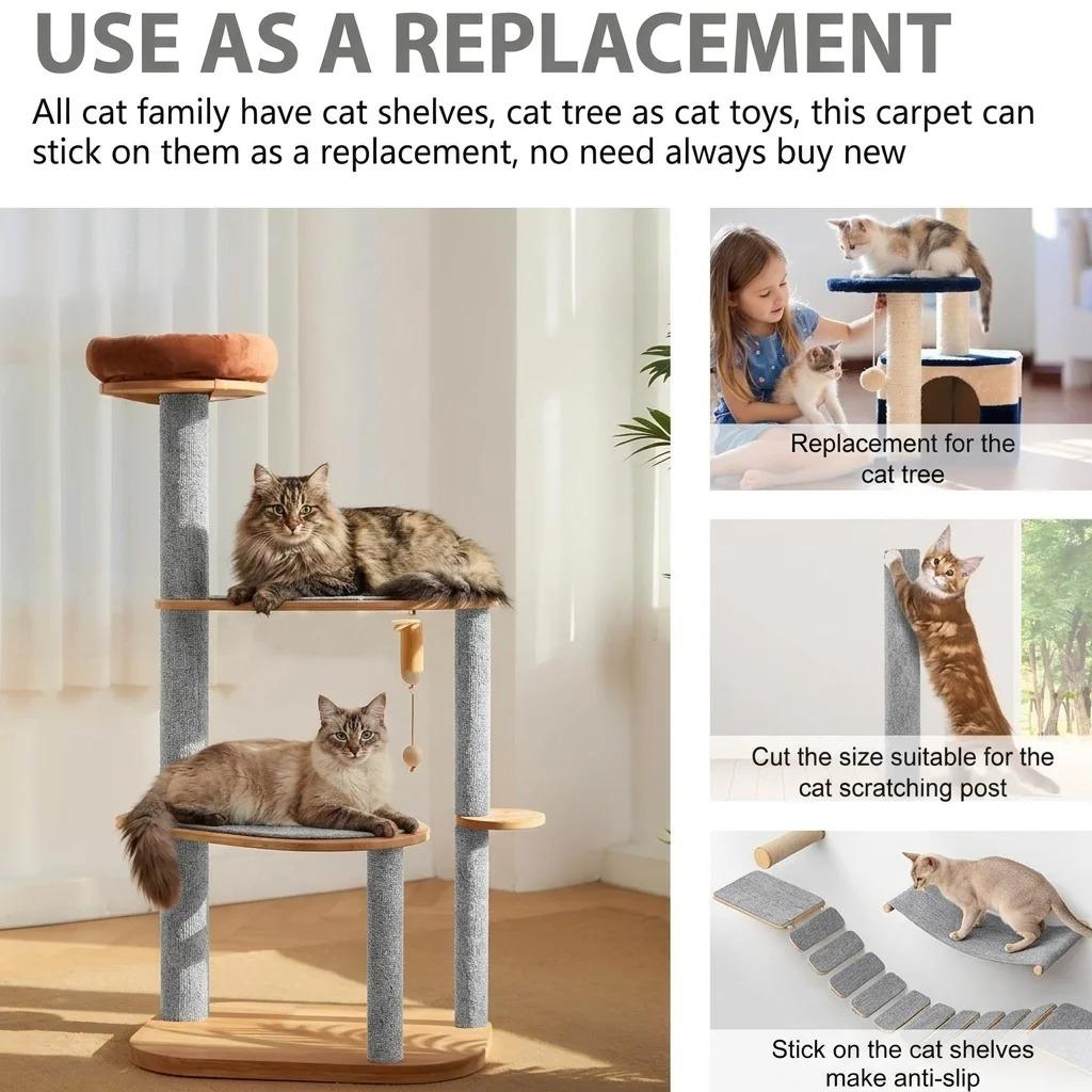 Cat Scratcher, 11.8x39.4 Inch Self Adhesive Scratch Pad for Cats, Trimmable Carpet Mat for Furniture Wall Protection and DIY Tree Post Repair