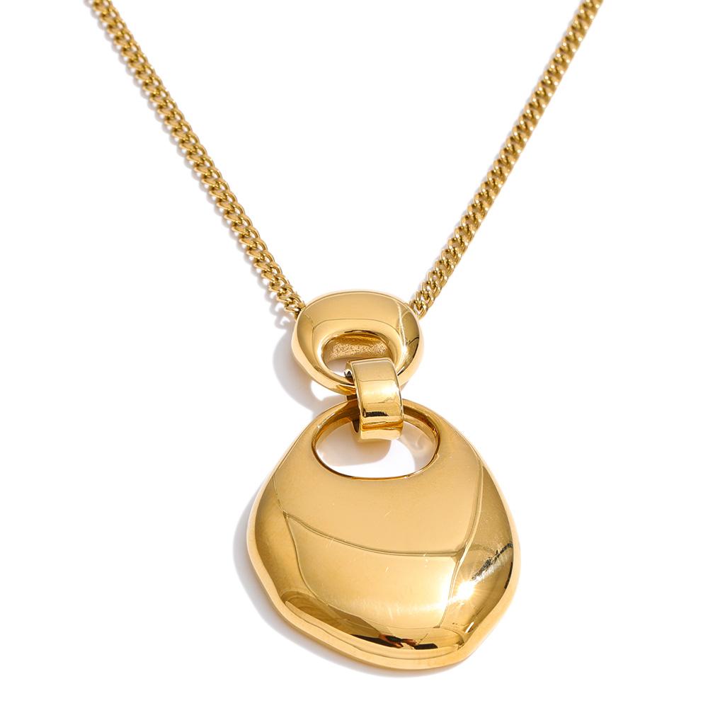 Eetit 70+5cm Smooth Stainless Steel Geometric Pendant Statement Necklace Sweater T-shirt Chain Long Popular High Quality Jewelry