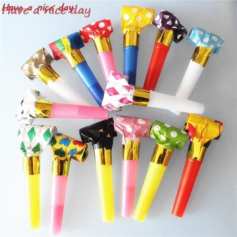 10pcs/set Multicolor Party Blowouts Whistles Kids Birthday Party Favors Decoration Supplies Noice Maker Toys Goody Bags Pinata