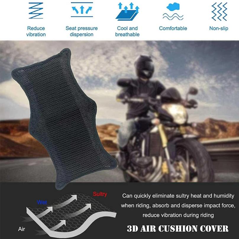 1 Stück Motorrad-Sitzkissen Luftkühlung 3D-Netz Motorrad-Sitzpolster, Gesäßschutzpolster, Motorrad-Kühl-Sitzbezug
