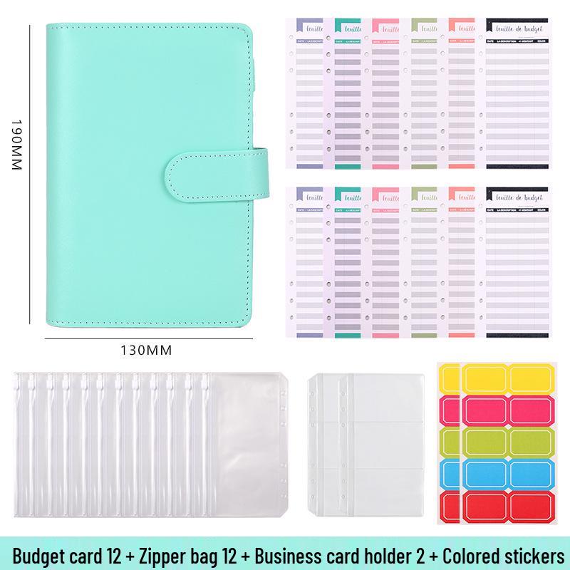 A6 Macaron Leather PU Loose-leaf Binder Notebook for Family Finance Budget Planning