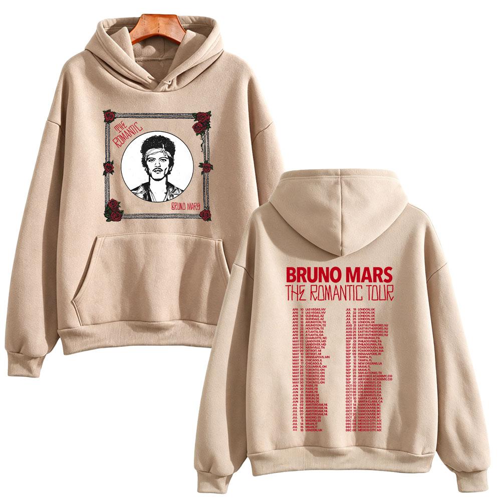 Romantic Tour 2026 New Show Hoodies Bruno Mars Concert Fan Music Graphic Pullovers Unisex Oversized Streetwear Casual Sweatshirt