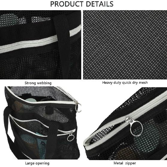 Mesh Shower Caddy Portable Shower Bag for Travel, Gym, Camping – Quick-Dry Hanging Toiletry Organizer with Zipper Pockets for Bathroom