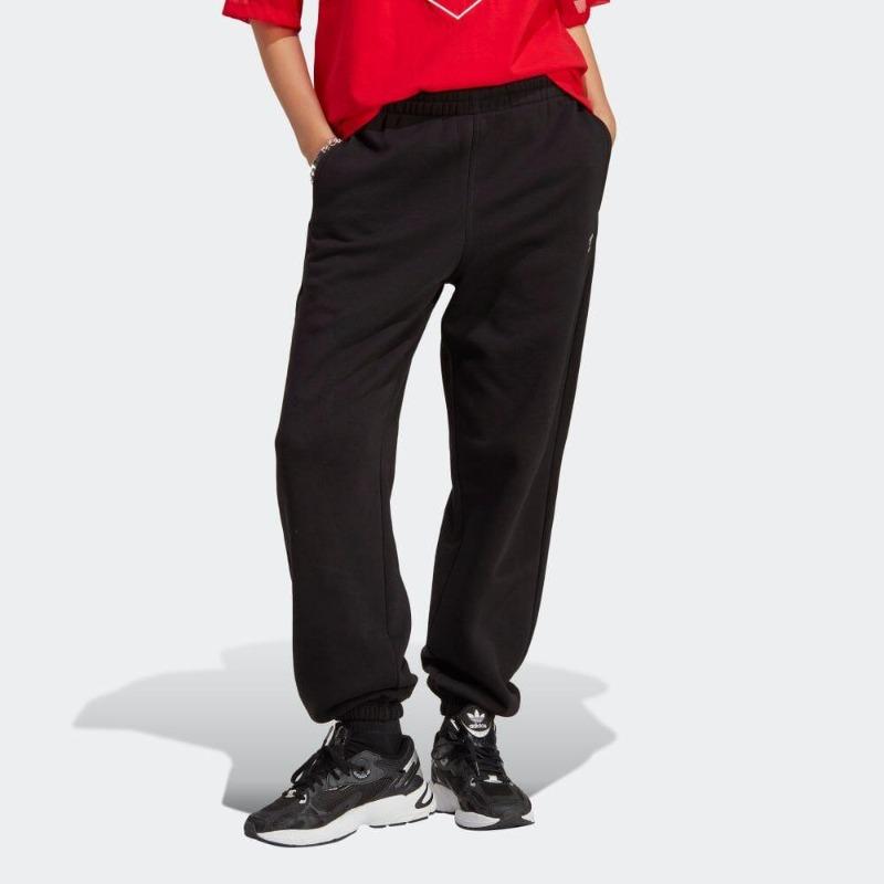 adidas Pantaloni de jogging Originals Trefoil cu logo monocrom, cu talie elastică, pentru femei, negru IA6437