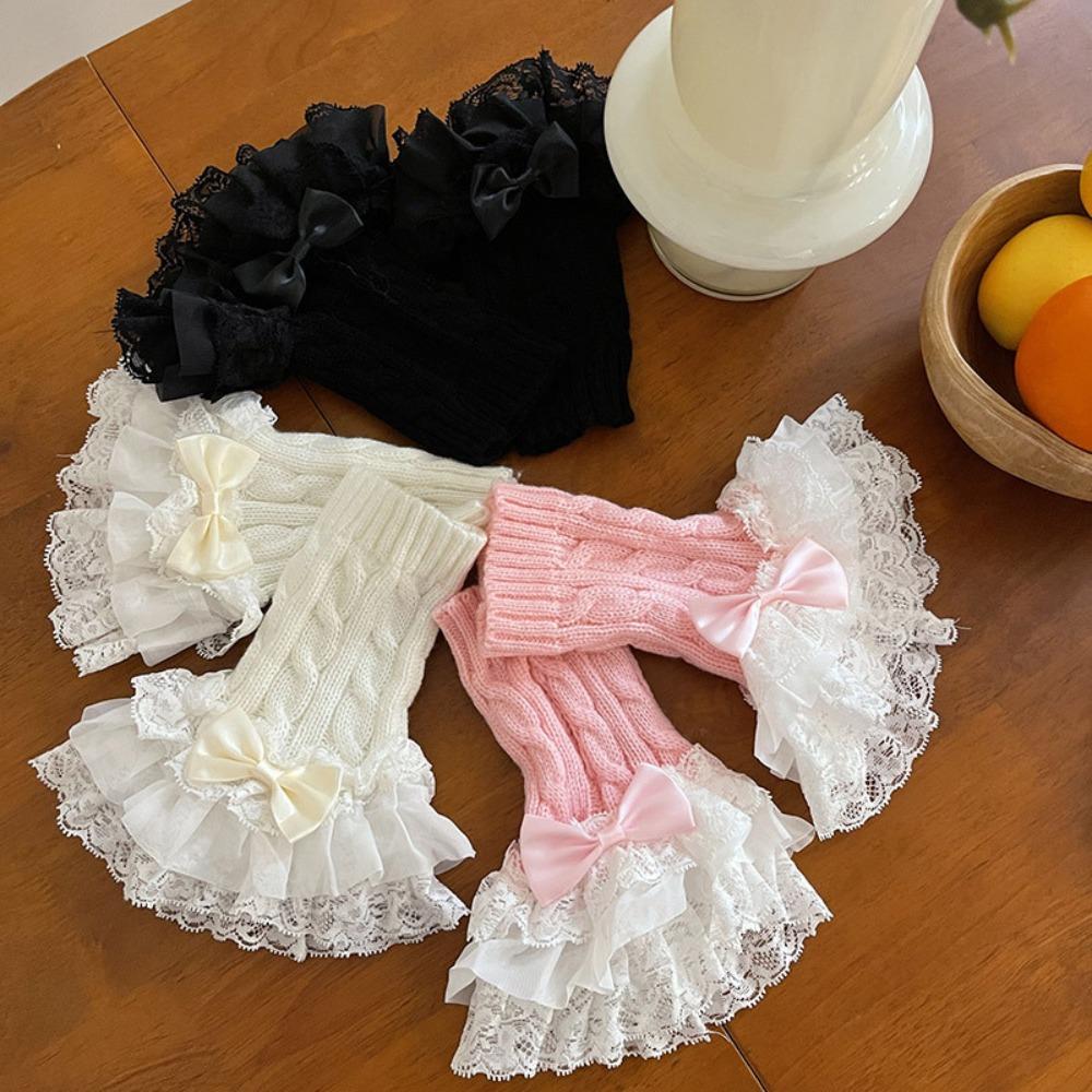 Foot Warmer Lace Knitted Gloves Acrylic Fibers Lolita Hand Sleeves Fall Winter Season