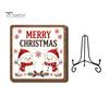 Christmas Hanging Ornament Wooden Tabletop Decor, 2D Pet Santa with Iron Stand, Rustic Festive Home Accents Holiday Sign for And Cafe Shelf,
