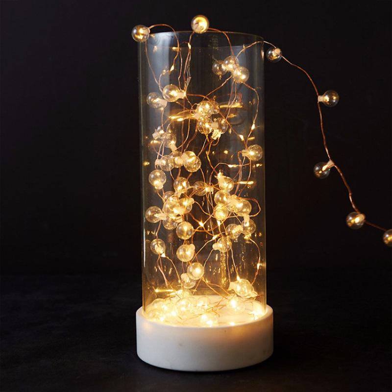 

2 м/5 м гирлянда с круглым шаром, теплая светодиодная цепь освещения, медный провод для свадебной вечеринки, сада