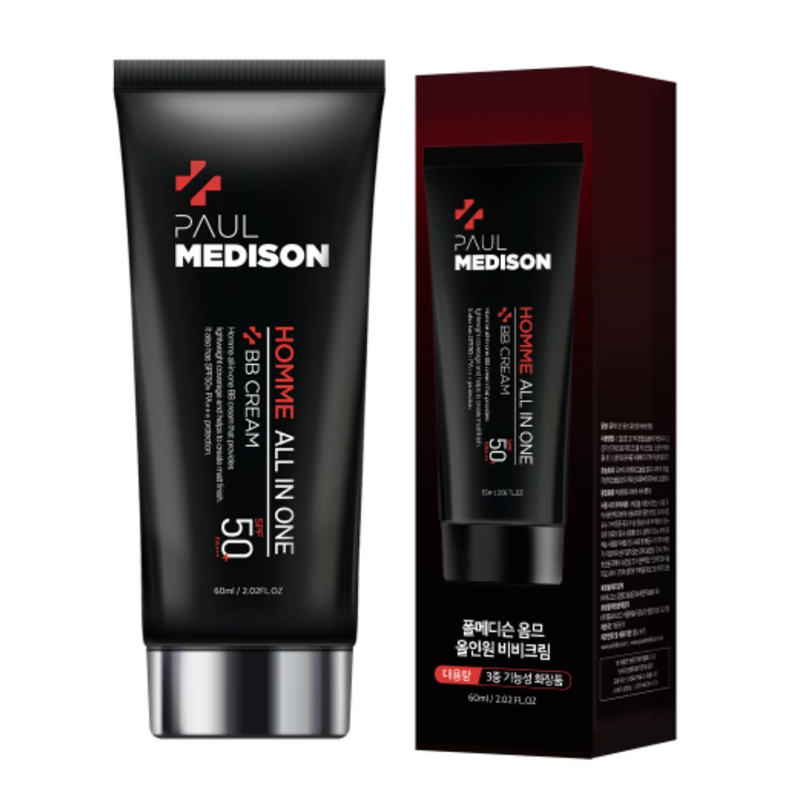 Paul Medison Homme All In One BB Cream SPF50+ PA+++ 60ml Koreaanse Mannen BB Cream 60ml × 1pc