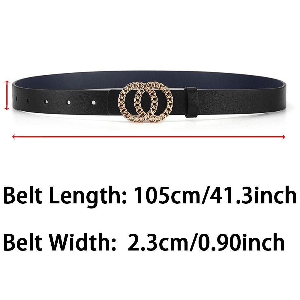 New Women's Belt Fashion Gold Hollow Button Belt Personalized Double Round Button PU Leather Belt Paired with Jeans Lady Belt