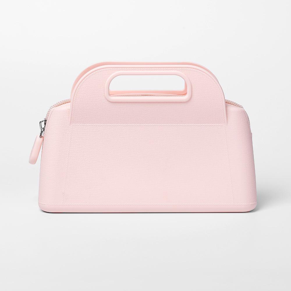 

Portable Square Silicone Cosmetic Storage Bag Travel Toiletries Organizer Handbag Zipper Makeup Bags Waterproof Case Pouch розовый