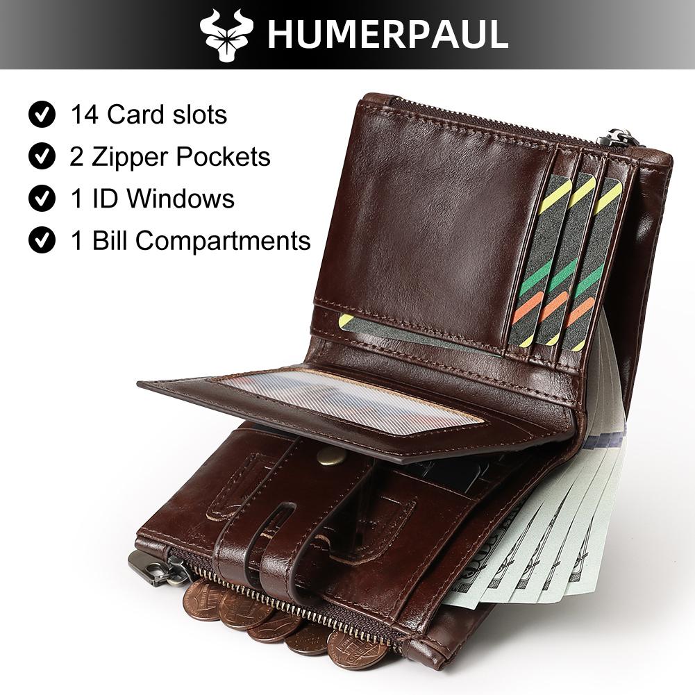 Humerpaul ארנק לנשים - נגד גניבה RFID שבב RFID מתקפל דו-צדדי קיבולת גדולה חריצי כרטיסים מרובים ארנק קצר