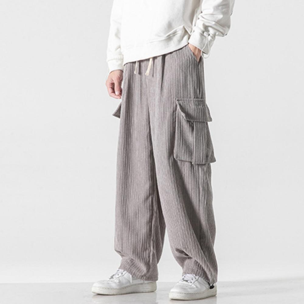 Herbst Casual Herrenhose Koreanische Version Cord Einfarbig Overalls Straße Weite Beinhose Trend Große Größe Alle-match Hose
