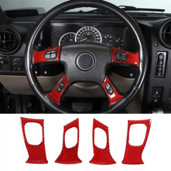 Red Carbon fiber Interior trument Side Cover Trim Sticker For Hummer H2 03-07