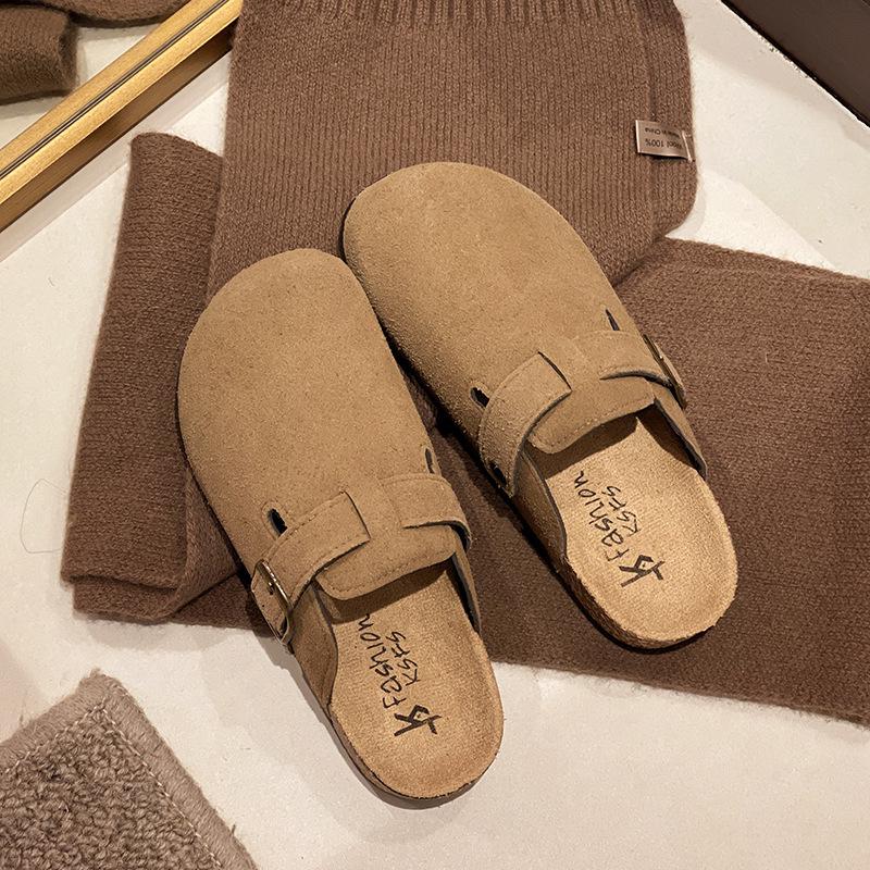 2025 Cork Birkenstocks Half Slippers: Women's & Men's Retro Closed Toe Slip-ons for Casual Outdoor Wear