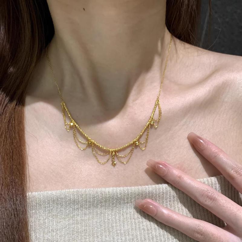 Inspiration Design Multi Layer Chain Starry Lace Tassels Necklace Fien Exquisite Star Collar Banquet Jewelry Gift for Women