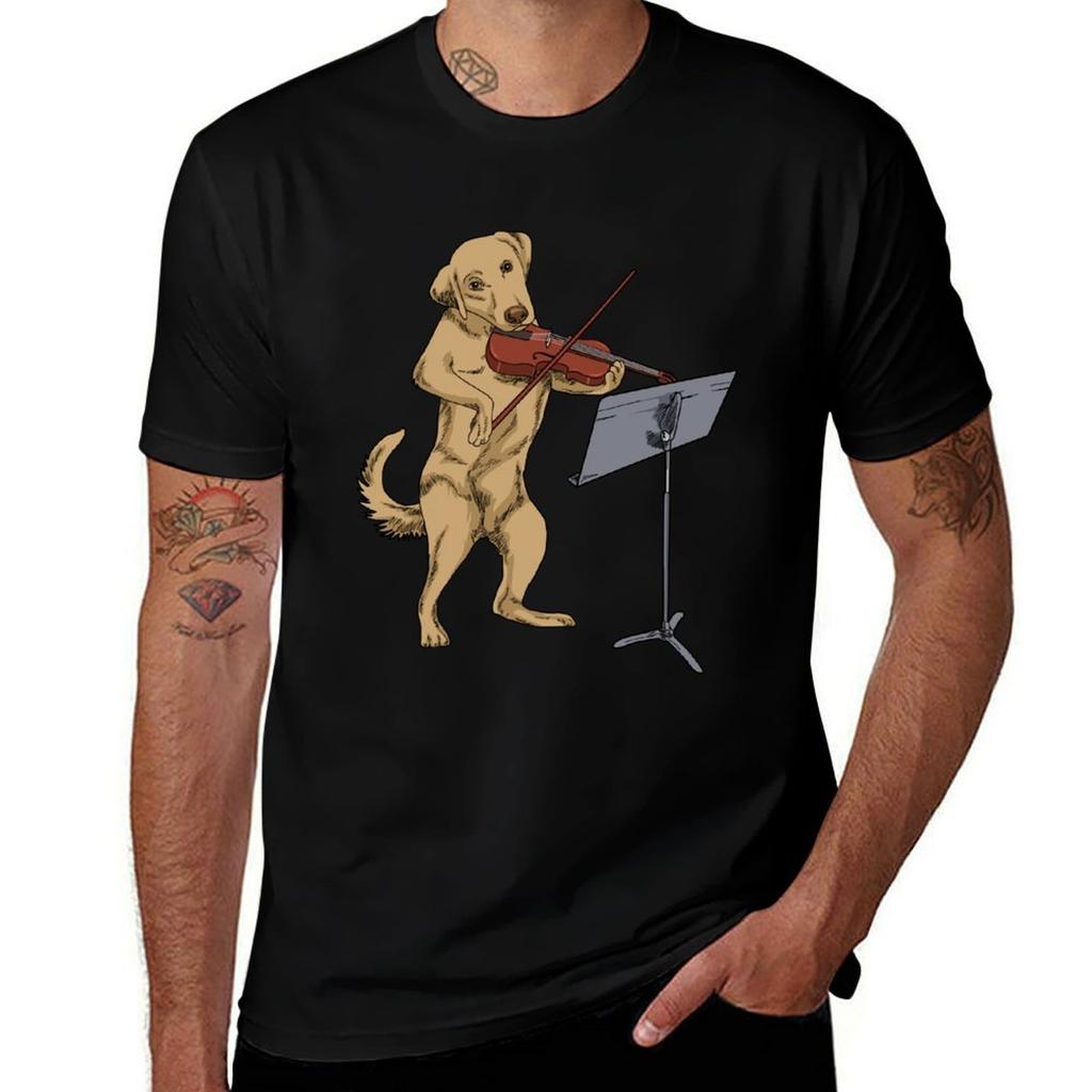 Violin Gifts Violin Dog Viola Labrador Violinist Gift TShirt Casual Fashion Short Sleeve Cotton TShirt