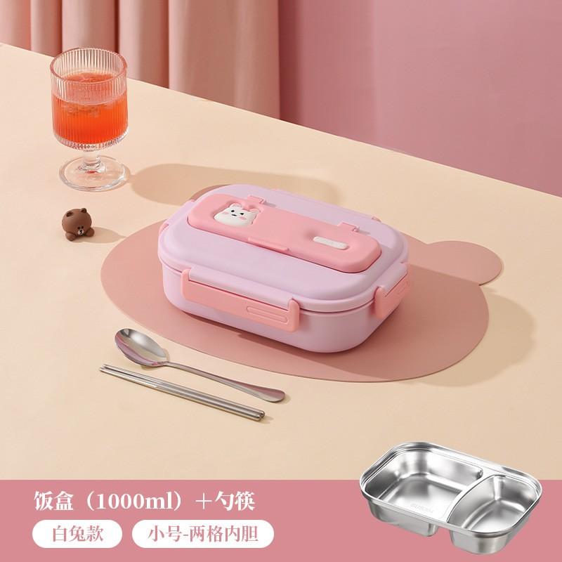 Stal Nierdzewna 304 Pudełko Bento Dzieci Dorośli Szczelne Komory Pojemnik na Lunch Ze Sztućcami Bezpieczny w Kuchence Mikrofalowej Jedzenie