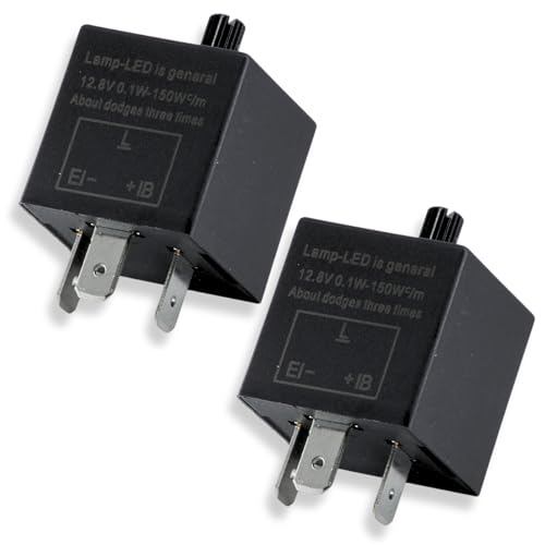 

UMikke IC turn signal relay, 3-pin, LED compatible, prevents hyper flashing, speed adjustment, sound, CF14, 2 pieces