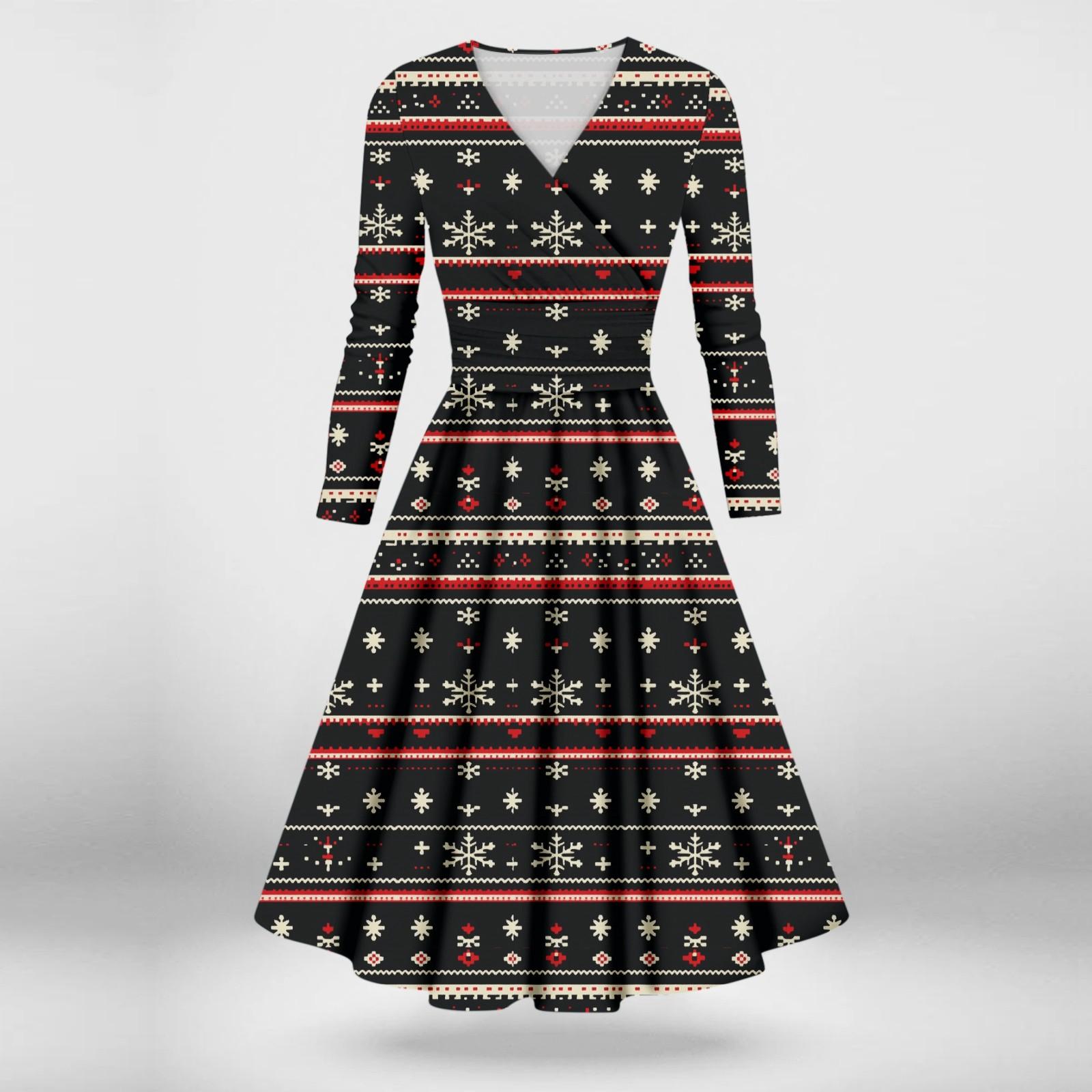 

Жіноча повсякденна та модна різдвяна сексуальна сукня з довгими рукавами та V-подібним вирізом M Темно-синій