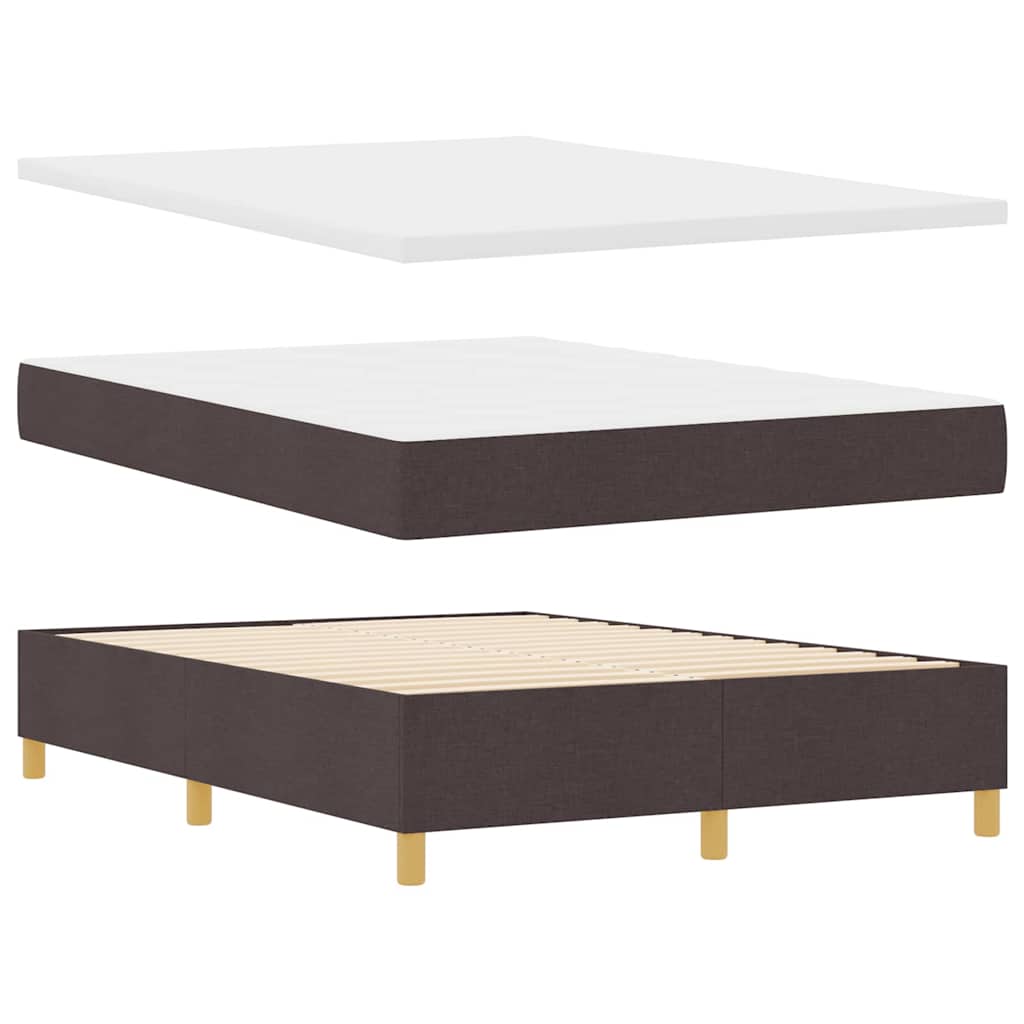 Box Spring Bed with Mattress Dark Brown 140 x 190 cm Fabric