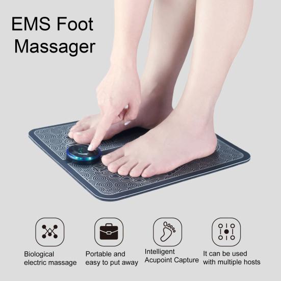 Foot Massage Pad with Remote Control Multiple Modes Foot Massager for Leg Muscle Relief Portable USB Rechargeable Smart Foot