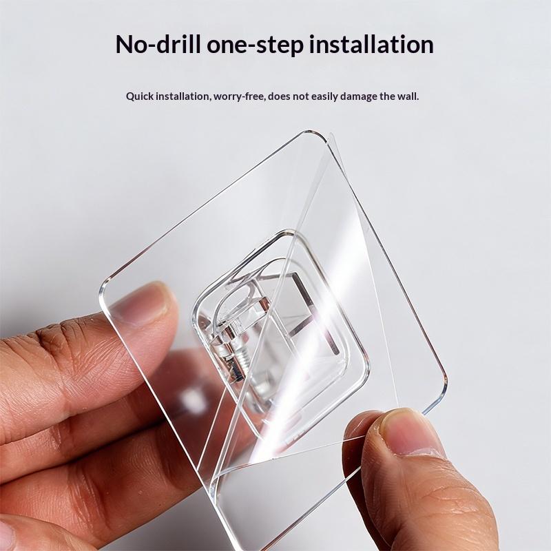 No Drill Curtain Rod Brackets Self-Adhesive Curtain Rod Holder Hook Adjustable Wall Curtain Fixed Clip Hanging Rack