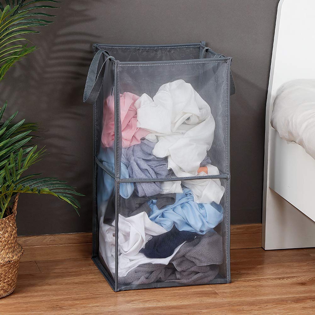 Laundry Bags Hamper Bag with Handles,Portable &Collapsible Dirty Clothes Mesh Basket Foldable for Washing Storage, Kids Room