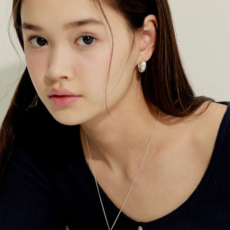 Murmur [925silver]Chic Matt Hoop Earrings