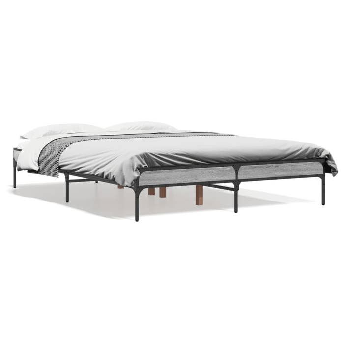 VidaXL Bed Frames Sonoma Grey 120x200 Cm Engineered Wood and Metal, Bed, Guest Bed, Double Bed, Bedroom Furniture At 845024
