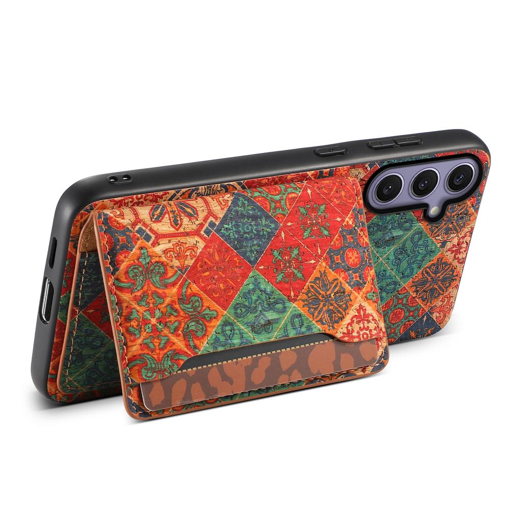 For Samsung Galaxy S25+ Case Flower Print Leather + PC + TPU Cover with Card Holder Kickstand