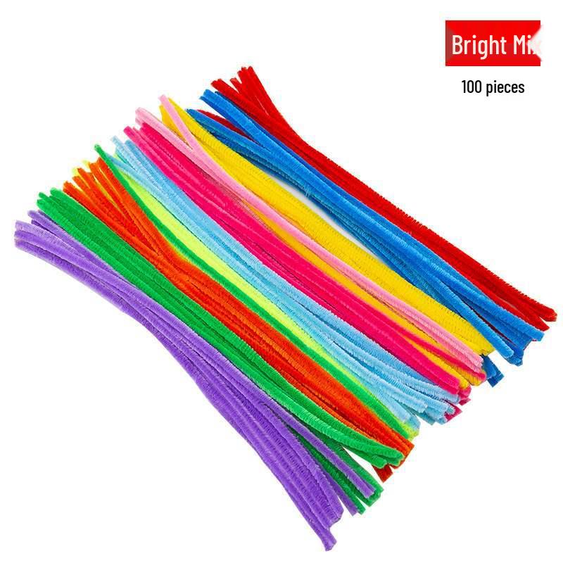 Encrypted Pipe Cleaners: Dense, Thickened 8mm White Strips with Mixed Colors for Handmade DIY Bouquets