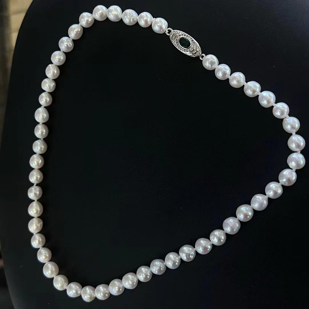 

Natural freshwater baroque pearl necklace 7-8mm strong light special-shaped pearl collarbone chain light luxury versatile necklace women білий