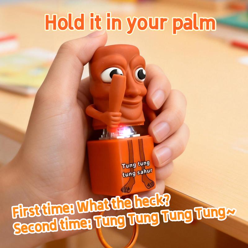 Tung Tung Tung Sahur Fidget Keyboard Clicker Keychain Anxiety Relief Stress Toy Keychain With Sound And Light Action Figure