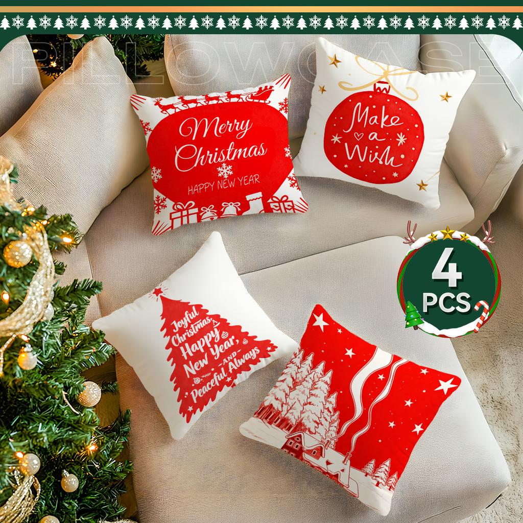 Merry Christmas Cushion Pillowcase Printed Polyester 40/45/50cm Throw Pillowcover Decorative Sofa Cushion Pillowslip Home Decor