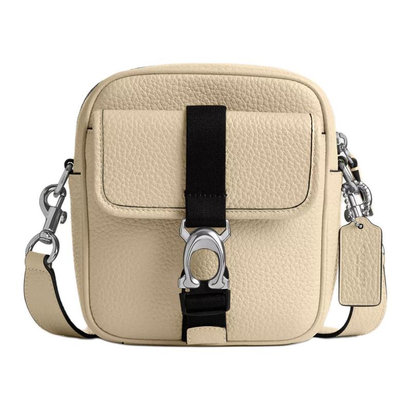 COACH Beck 15 zipper closure leather shoulder crossbody bag mini men s ivory чёрный