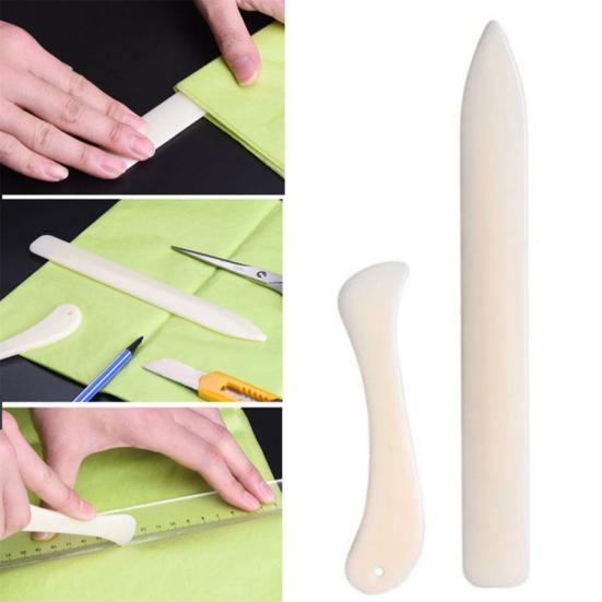 2Pcs/Set DIY Paper Leather Crafts Plastic Folder Creaser Scoring Creasing Tool
