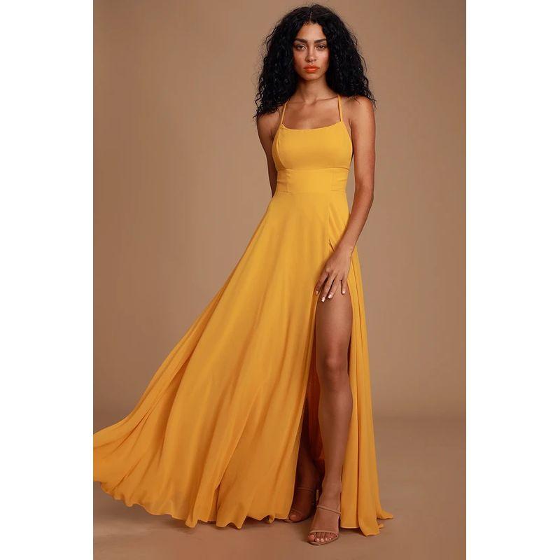 Export New Arrival Lu Socialite Date Elegant Graceful Slimming Slit Chiffon Dress Sling Mop Dress for Women