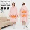 Winter Wearable Blanket Hoodie with Sleeves Pocket Oversized Sherpa Fleece Blanket Sweatshirt Warm Thick Heating Hooded Blankets