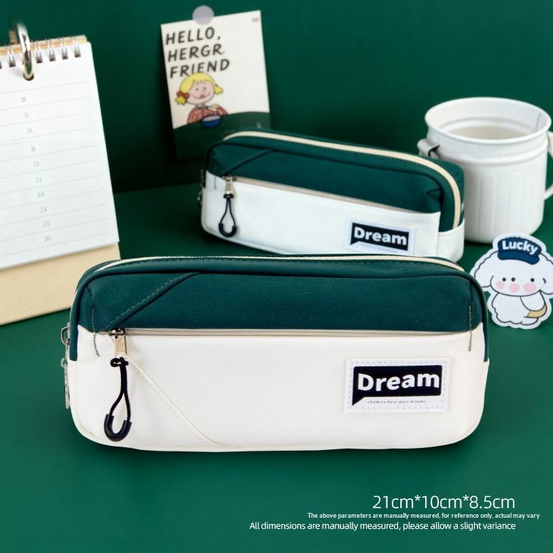

New Minimalist Pencil Case, Large Capacity, Solid Color Canvas, High-value Creative Pencil Box for Junior High School Students.