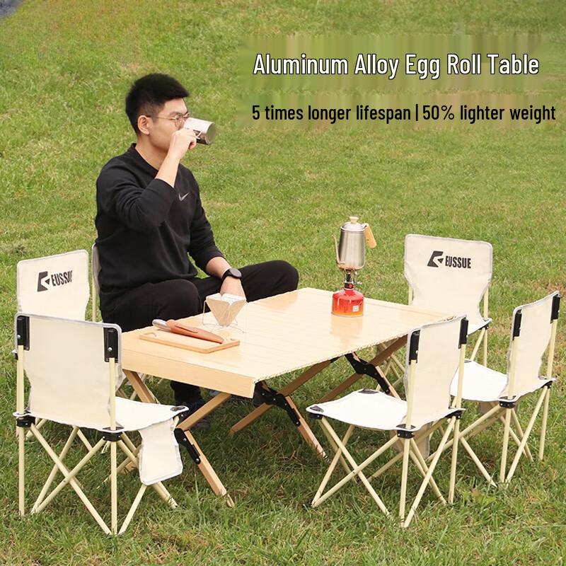 OEING Outdoor Aluminum Alloy Folding Picnic Egg Roll Table