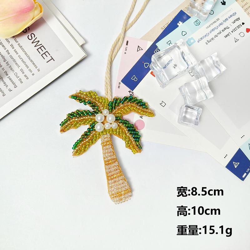 DIY Felt Patch Brooch Pearls Tassels Handmade Rhinestone Beaded Coconut Tree Crystal Bag Lanyard Patch Beading Applique Patch