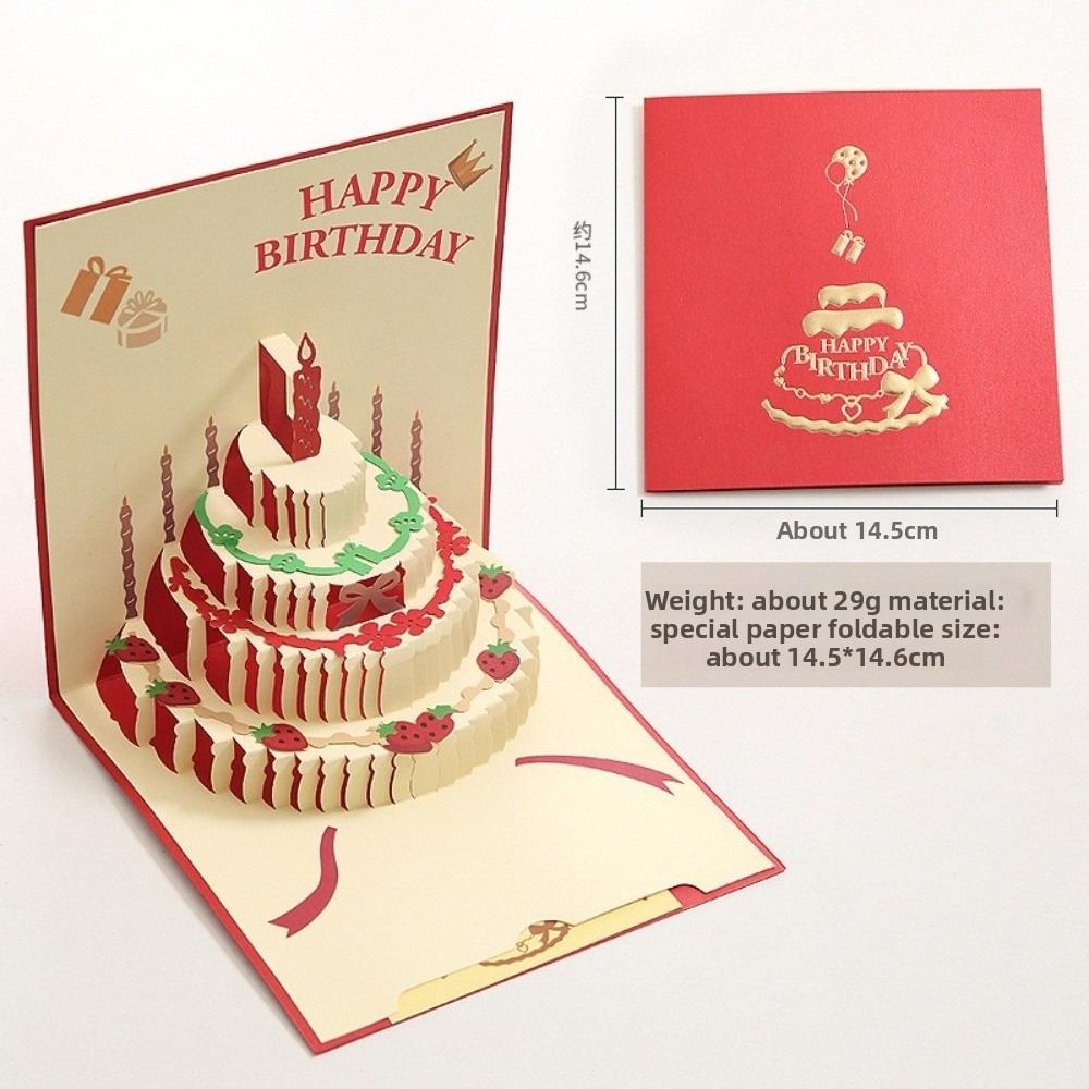 Gifts 3D 3D Pop Up Card Foldable Pop Up Mechanism LED Greeting Card Interactive Creative Happy Birthday Card Birthday Party