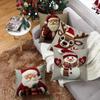 Christmas Embroidered Pillow Covers Set of 4 Santa Deer Snowman Cushion Cases Winter Holiday Sofa Decor (No Insert)