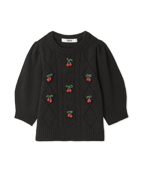 Furfur Cherry Motif Knit Top RWNT251107 Black Women's